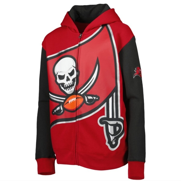 Tampa Bay Buccaneers Red/Black Poster Board Full-Zip Hoodie Size Medium 10/12 - Picture 2 of 8